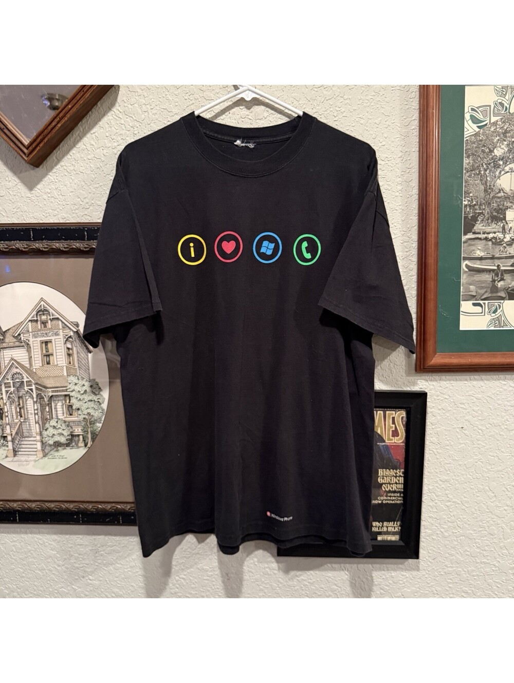 Vintage 00s RARE Black Windows Phone Tech Computer Men’s Shirt Size Large